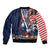 French American Heritage Month Sleeve Zip Bomber Jacket Gallic Rooster And Bald Eagle