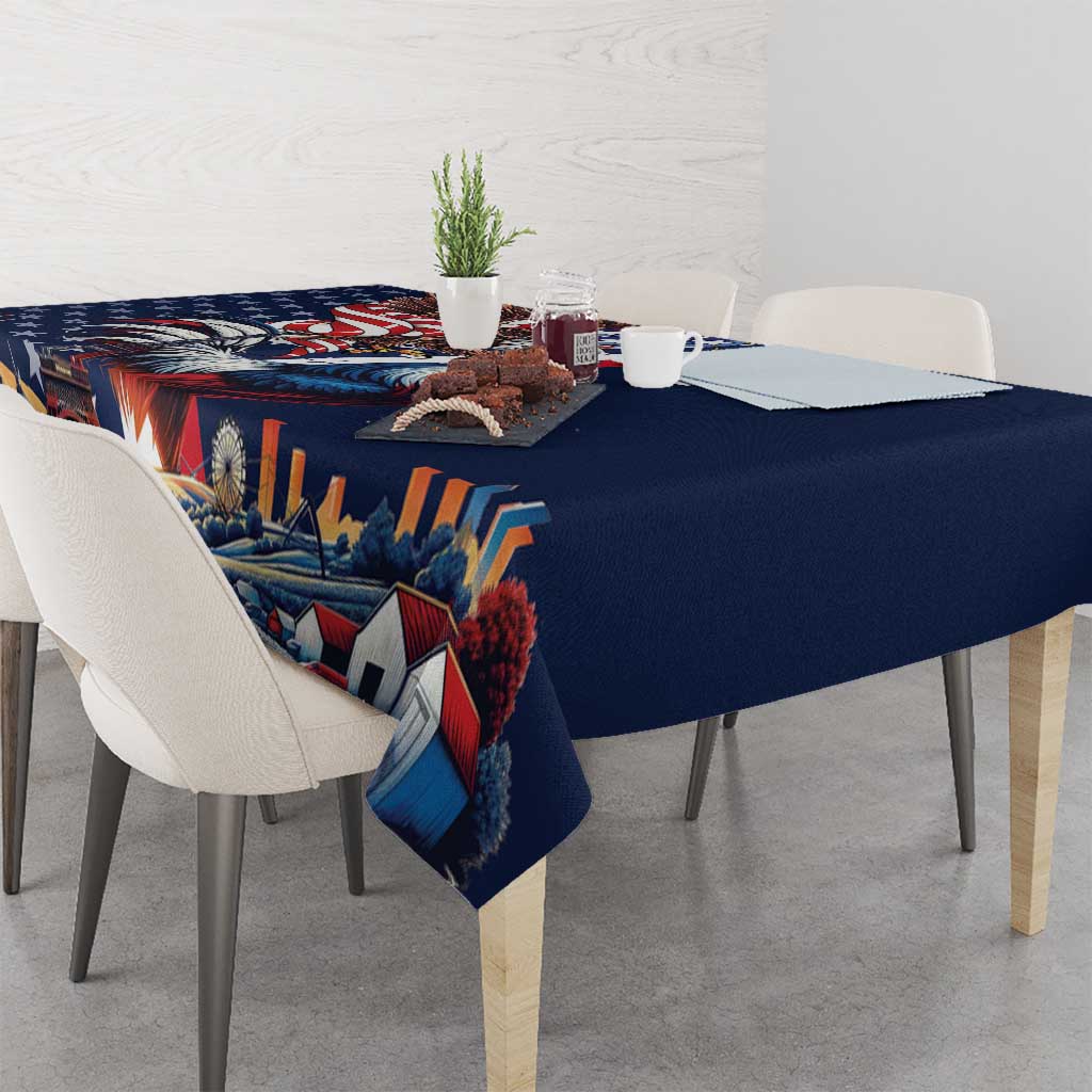 French American Heritage Month Tablecloth Gallic Rooster And Bald Eagle