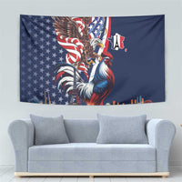 French American Heritage Month Tapestry Gallic Rooster And Bald Eagle