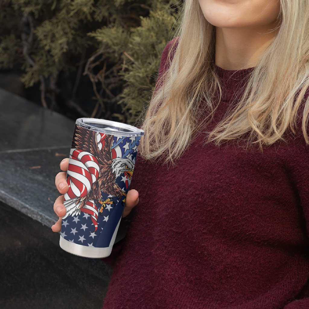 French American Heritage Month Tumbler Cup Gallic Rooster And Bald Eagle