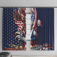 French American Heritage Month Window Curtain Gallic Rooster And Bald Eagle