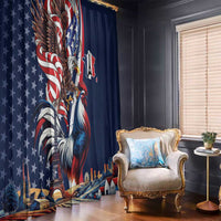 French American Heritage Month Window Curtain Gallic Rooster And Bald Eagle