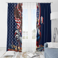 French American Heritage Month Window Curtain Gallic Rooster And Bald Eagle