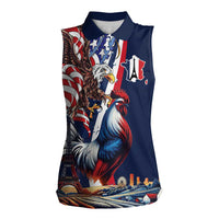 French American Heritage Month Women Sleeveless Polo Shirt Gallic Rooster And Bald Eagle