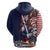 French American Heritage Month Zip Hoodie Gallic Rooster And Bald Eagle