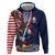 French American Heritage Month Zip Hoodie Gallic Rooster And Bald Eagle
