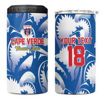 Custom Football Cape Verde Blue Sharks 4 in 1 Can Cooler Tumbler Rise Again Island
