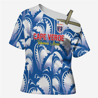 Custom Football Cape Verde Blue Sharks Cross Shoulder Shirt Rise Again Island