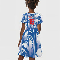 Custom Football Cape Verde Blue Sharks Kid Short Sleeve Dress Rise Again Island