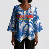 Custom Football Cape Verde Blue Sharks Kimono Sleeve Blouse Rise Again Island