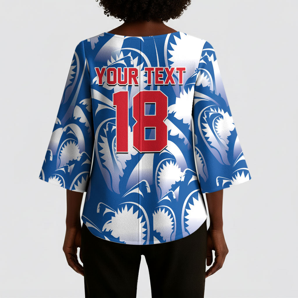 Custom Football Cape Verde Blue Sharks Kimono Sleeve Blouse Rise Again Island