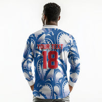 Custom Football Cape Verde Blue Sharks Long Sleeve Polo Shirt Rise Again Island