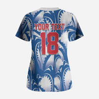 Custom Football Cape Verde Blue Sharks Scrub Top Rise Again Island