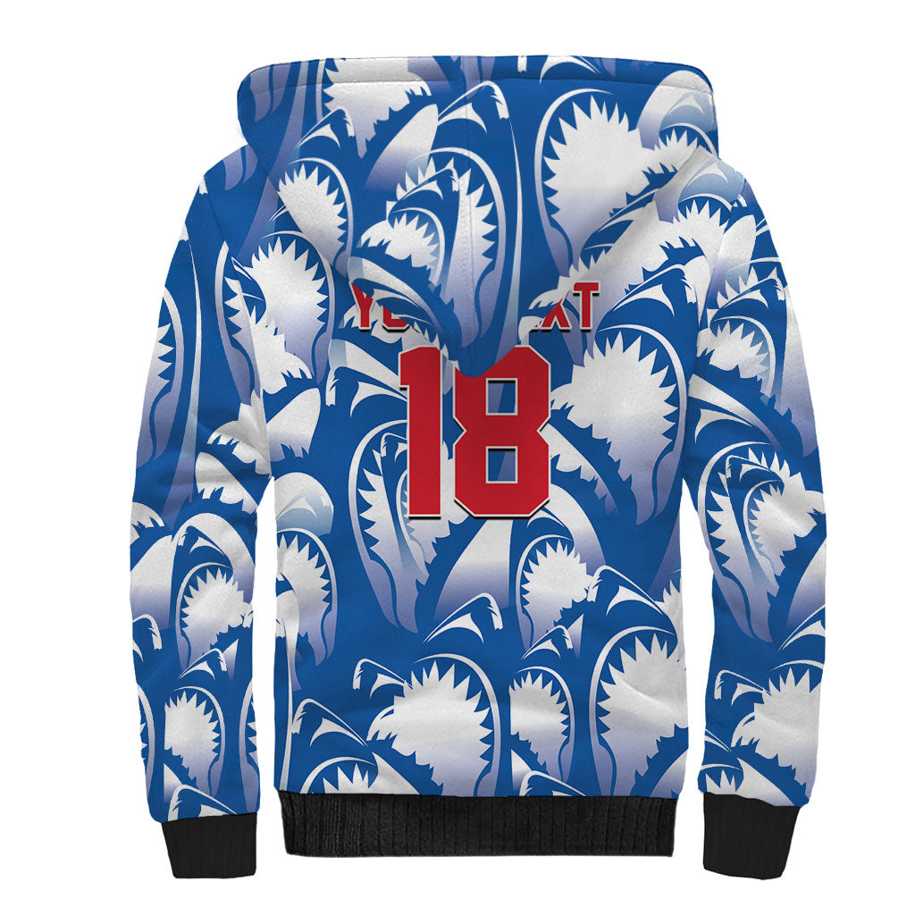 Custom Football Cape Verde Blue Sharks Sherpa Hoodie Rise Again Island