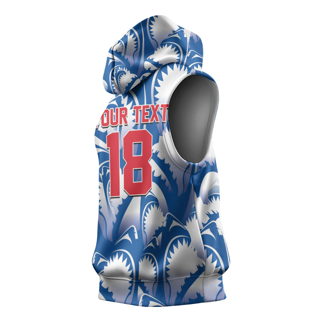 Custom Football Cape Verde Blue Sharks Sleeveless Hoodie Rise Again Island