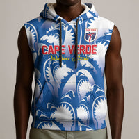 Custom Football Cape Verde Blue Sharks Sleeveless Hoodie Rise Again Island