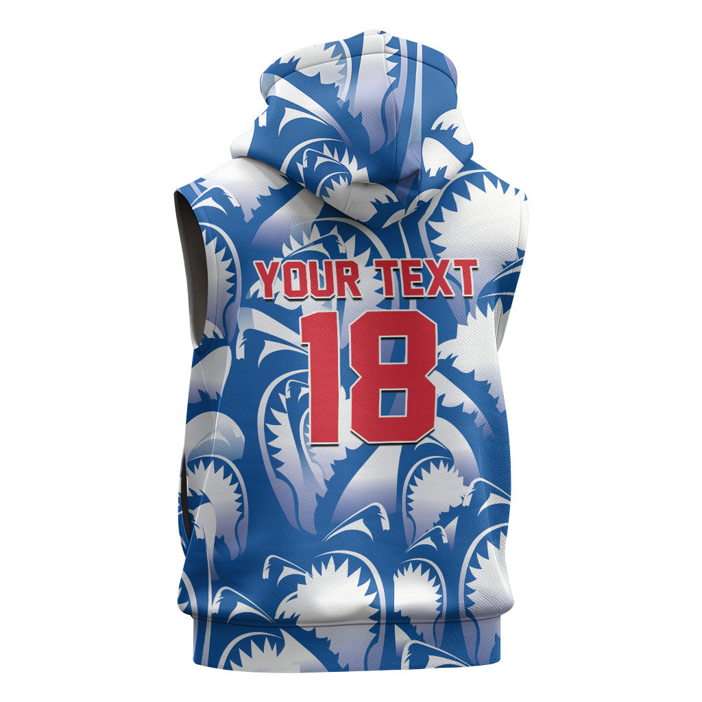 Custom Football Cape Verde Blue Sharks Sleeveless Zip Hoodie Rise Again Island