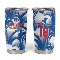 Custom Football Cape Verde Blue Sharks Tumbler Cup Rise Again Island