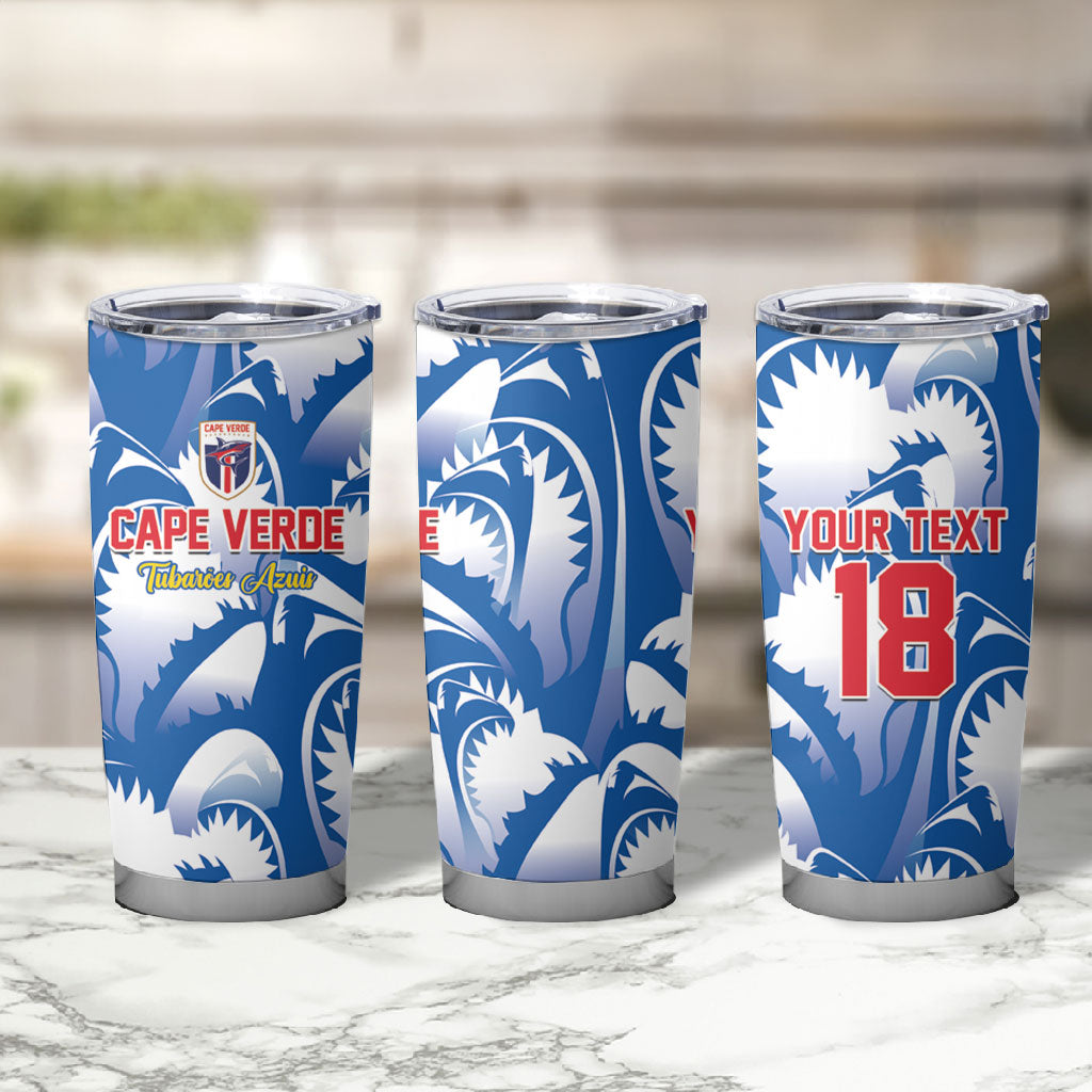 Custom Football Cape Verde Blue Sharks Tumbler Cup Rise Again Island