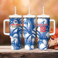 Custom Football Cape Verde Blue Sharks Tumbler With Handle Rise Again Island