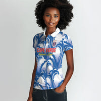 Custom Football Cape Verde Blue Sharks Women Polo Shirt Rise Again Island