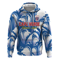 Custom Football Cape Verde Blue Sharks Zip Hoodie Rise Again Island