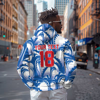 Custom Football Cape Verde Blue Sharks Zip Hoodie Rise Again Island