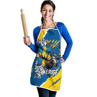 Sweden Flag Day Apron Majestic Elk Floral Nordic Heritage