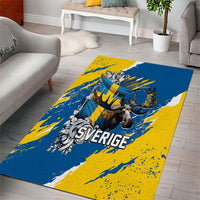 Sweden Flag Day Area Rug Majestic Elk Floral Nordic Heritage