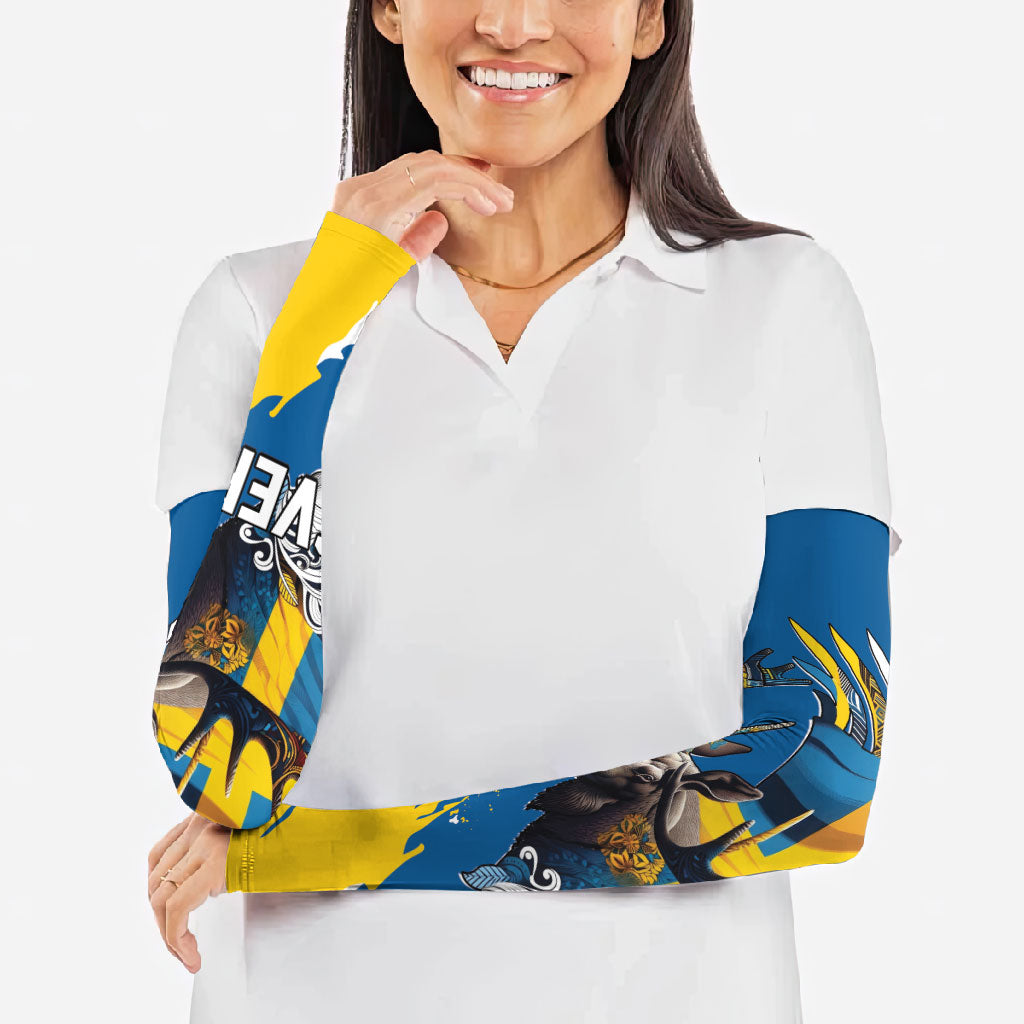 Sweden Flag Day Arm Sleeves Majestic Elk Floral Nordic Heritage