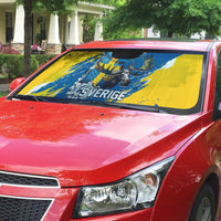 Sweden Flag Day Auto Sun Shade Majestic Elk Floral Nordic Heritage
