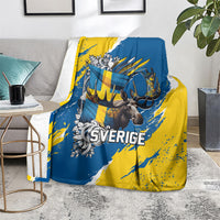 Sweden Flag Day Blanket Majestic Elk Floral Nordic Heritage