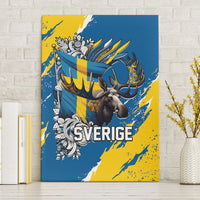 Sweden Flag Day Canvas Wall Art Majestic Elk Floral Nordic Heritage
