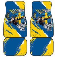 Sweden Flag Day Car Mats Majestic Elk Floral Nordic Heritage