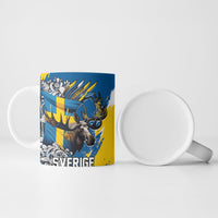 Sweden Flag Day Ceramic Mug Majestic Elk Floral Nordic Heritage