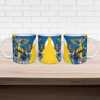 Sweden Flag Day Ceramic Mug Majestic Elk Floral Nordic Heritage