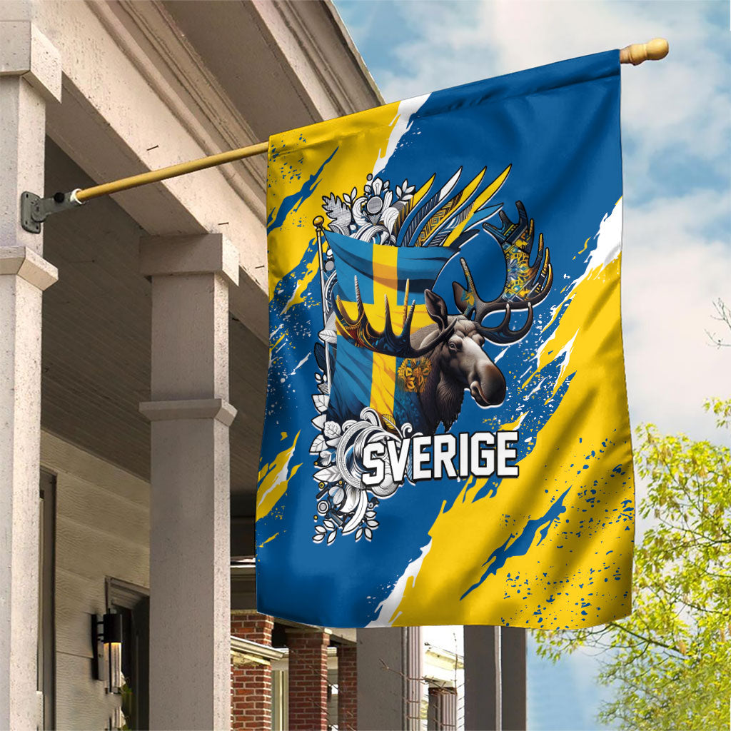 Sweden Flag Day Garden Flag Majestic Elk Floral Nordic Heritage