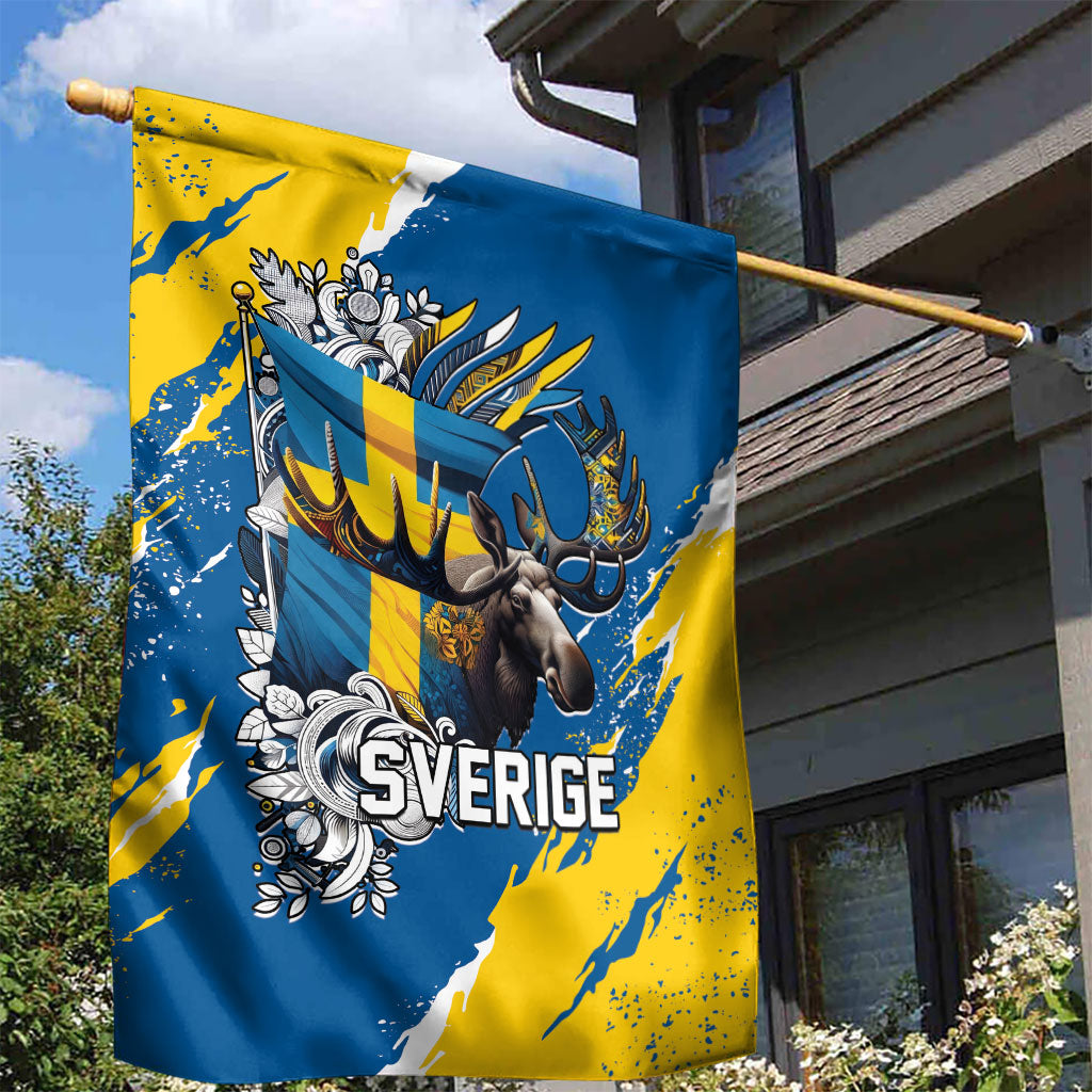 Sweden Flag Day Garden Flag Majestic Elk Floral Nordic Heritage