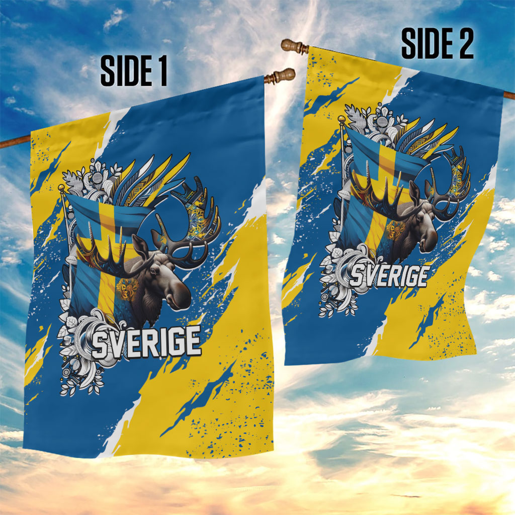 Sweden Flag Day Garden Flag Majestic Elk Floral Nordic Heritage