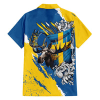 Sweden Flag Day Hawaiian Shirt Majestic Elk Floral Nordic Heritage