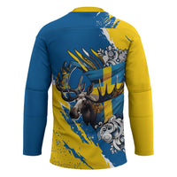 Sweden Flag Day Hockey Jersey Majestic Elk Floral Nordic Heritage