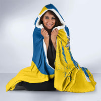 Sweden Flag Day Hooded Blanket Majestic Elk Floral Nordic Heritage