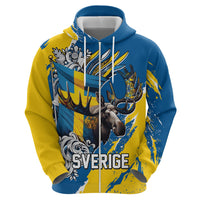 Sweden Flag Day Hoodie Majestic Elk Floral Nordic Heritage