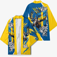 Sweden Flag Day Kimono Majestic Elk Floral Nordic Heritage