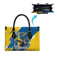 Sweden Flag Day Leather Bag Majestic Elk Floral Nordic Heritage