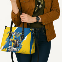 Sweden Flag Day Leather Bag Majestic Elk Floral Nordic Heritage