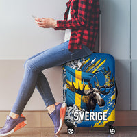Sweden Flag Day Luggage Cover Majestic Elk Floral Nordic Heritage