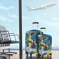 Sweden Flag Day Luggage Cover Majestic Elk Floral Nordic Heritage