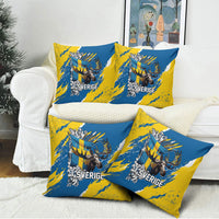 Sweden Flag Day Pillow Cover Majestic Elk Floral Nordic Heritage