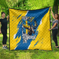 Sweden Flag Day Quilt Majestic Elk Floral Nordic Heritage